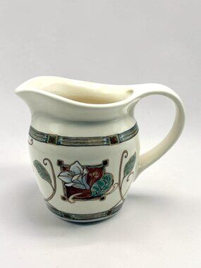 Vintage Pfaltzgraff Mission Flower Creamer Pitcher Floral Stoneware USA 4.5"